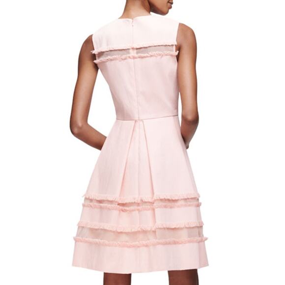 Lela Rose Grace Full-Skirt Fringe-Trim Dress in peach Blush size 2 / XS - Picture 2 of 13